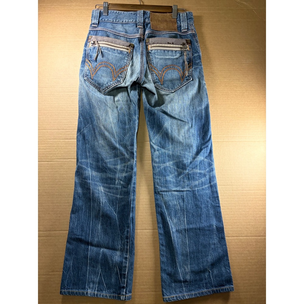 Edwin Jeans Womens 28x26 Blue Denim Zip Pocket Straight Leg Y2K